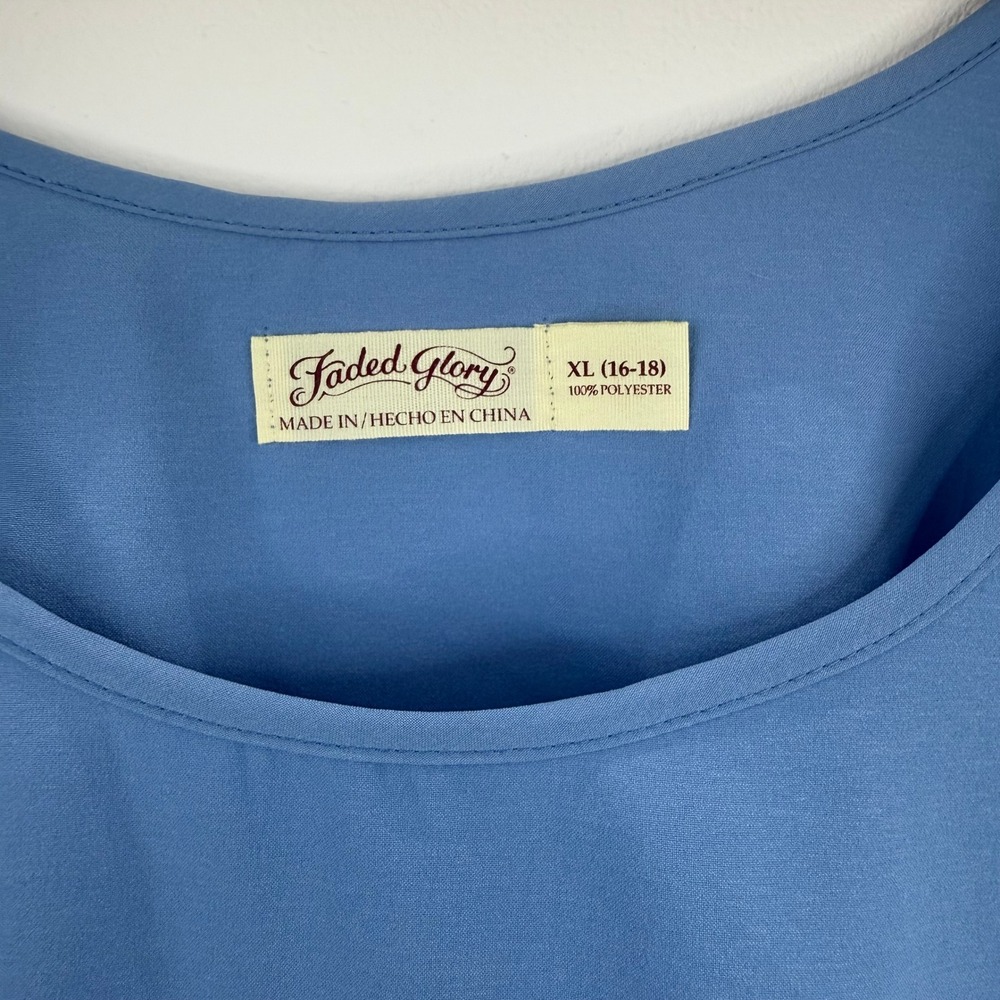 Faded Glory Womens Tank Top XL (16-18) Blue Sleeveless Casual Pocket Blouse - Picture 4 of 4